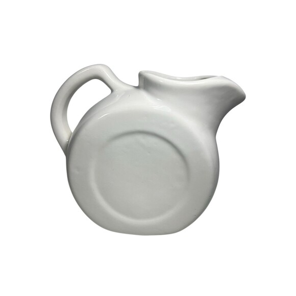 Vintage White Tilted Ice Lip Pottery Pitcher 7.5” H Mid Century *READ - Picture 4 of 16